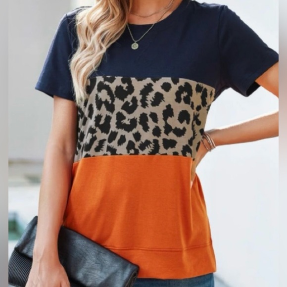 unbranded Tops - Women’s Leopard Colorblock Print Shirt Size Large NWOT